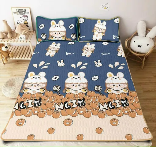 Chiếu Điều Hòa Tencel Latex Cao Su Non 3D - Mát Lạnh, Thoáng Khí Cho Giấc Ngủ Sảng Khoái, Dễ Dàng Vệ Sinh, Kèm 2 Vỏ Gối