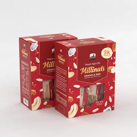 Bánh Ngũ Cốc Ăn Kiêng Granola Bar Millinuts - Thanh Dinh Dưỡng Hương Vị Từ Hạt Và Trái Cây, Chế Độ Ăn Healthy, Không Đường
