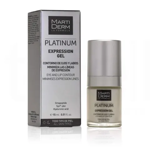 Gel giảm nếp nhăn mắt và môi MartiDerm Platinum Expression Gel 15ml - Ngăn ngừa lão hóa, làm căng da, tăng cường collagen, phù hợp mọi loại da