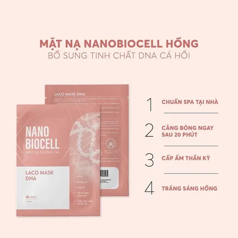 Mặt Nạ Tươi Nano Biocell Laco - Combo 6 Miếng Dưỡng Ẩm & Trẻ Hóa Da, Công Nghệ Bio-cellulose Tối Ưu Chăm Sóc Da