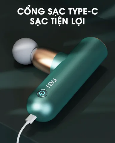 Máy massage cầm tay cao cấp KASJ A3 - Thiết bị trị liệu cơ bắp, thư giãn tinh thần, 4 đầu massage đa năng, sạc Type-C, dễ sử dụng