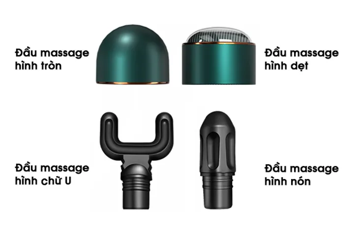Máy massage cầm tay KASJ A6 - Thiết bị massage trị liệu 4 đầu đa năng, hỗ trợ giảm đau cơ và mệt mỏi hiệu quả