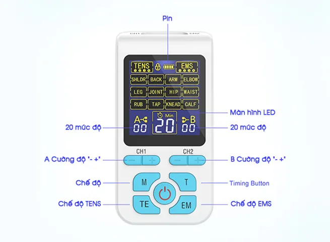 Máy massage xung điện Reiwa AS-8018 - Thiết bị trị liệu giảm đau, kích thích cơ bắp, công nghệ tiên tiến, hiệu quả cao phù hợp cho mọi đối tượng.