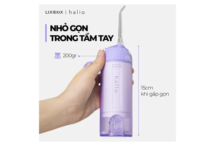 Máy tăm nước cầm tay Halio UltraClean Oral Irrigator Periwinkle - Loại bỏ 99% mảng bám thức ăn, bảo vệ sức khỏe răng miệng