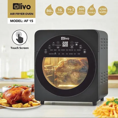 Nồi Chiên Không Dầu Olivo AF15 15 Lit - Công Suất 2000W, Nhiệt Độ Tối Đa 220°C, Chiên Gà, Vịt Nguyên Con Dễ Dàng