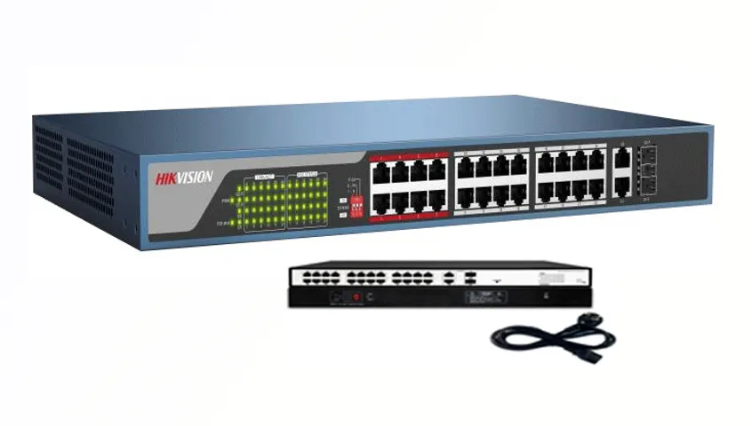 Switch POE 24 Cổng Hikvision SH-1024P-2C 10/100Mbps - Thiết Bị Mạng Tốc Độ Cao, Hỗ Trợ Cấp Nguồn 420W