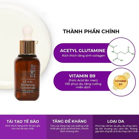 Tinh Chất Tái Tạo Da Tegoder GF FC Revitalising Concentrate 30ml - Serum Phục Hồi, Cải Thiện Da, Chống Lão Hóa, Dưỡng Ẩm