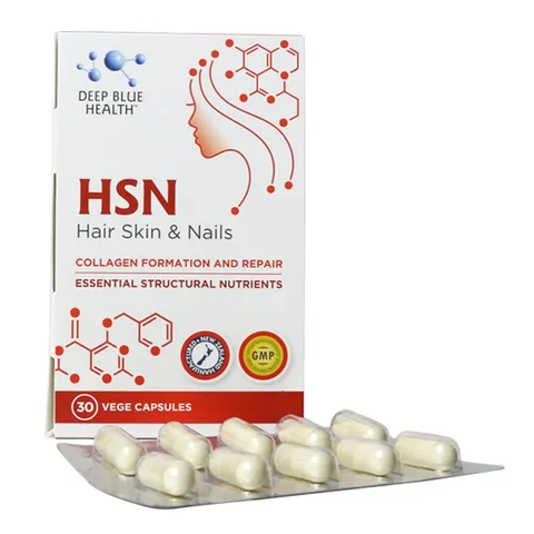 Viên uống đẹp da, tóc, móng HSN Hair Skin & Nails - Hỗ trợ tăng sinh collagen, dưỡng ẩm và nuôi dưỡng tóc khỏe mạnh - Deep Blue Health 30 viên