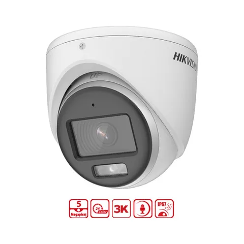 Camera Bán Cầu HDTVI Hikvision DS-2CE72KF0T-FS - Quan Sát Màu Đêm 5MP, Hồng Ngoại 40m, Tích Hợp Micro, Chống Ngược Sáng