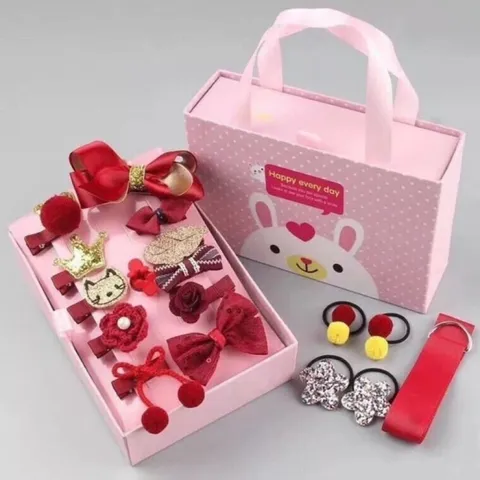 Hộp kẹp tóc dây nơ cho bé 18 món - Phụ kiện dễ thương, đa dạng kiểu dáng, làm điệu cho bé gái mỗi ngày