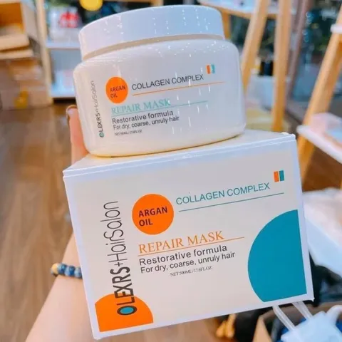 Kem ủ tóc Olexrs Argan Oil Collagen Complex - Phục hồi tóc hư tổn, 100% dầu Argan thiên nhiên, chăm sóc tóc bóng mượt 500ml