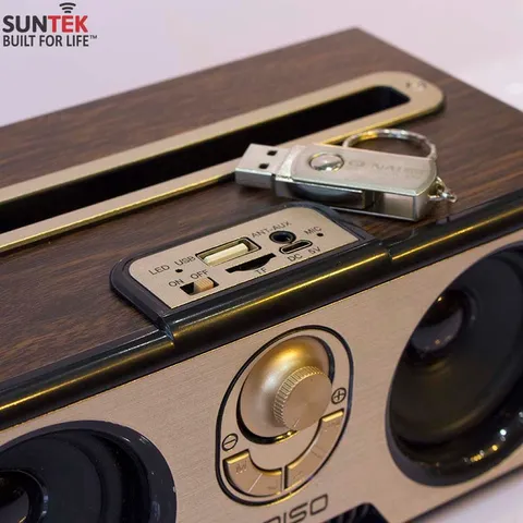 Loa Bluetooth Suntek Kimiso KM-7 vân gỗ - Âm thanh bass sâu, thiết kế cổ điển sang trọng, kết nối Bluetooth 4.0 và hỗ trợ jack 3.5mm