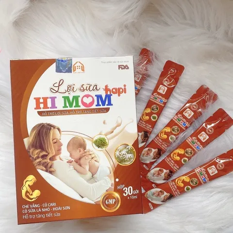 Cốm lợi sữa Hapi Hi Mom - Hỗ trợ tăng tiết sữa cho mẹ sau sinh, nguồn dưỡng chất tự nhiên cho mẹ và bé, hộp 30 gói 10ml