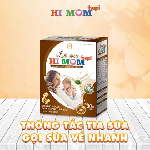 Cốm lợi sữa Hapi Hi Mom - Hỗ trợ tăng tiết sữa cho mẹ sau sinh, nguồn dưỡng chất tự nhiên cho mẹ và bé, hộp 30 gói 10ml