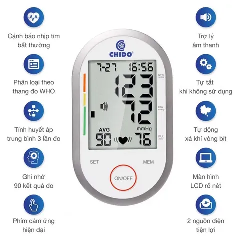 Máy Đo Huyết Áp Cảm Ứng CHIDO PG-800B28 - Tự Động Đo Huyết Áp & Nhịp Tim, Công Nghệ Nhật Bản, Dễ Sử Dụng, Kết Quả Chính Xác