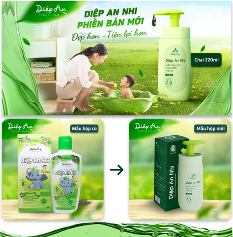 Nước tắm gội dược thảo Diệp An Nhi 220ml cho bé - Kháng khuẩn 99.9% - Dịu nhẹ và an toàn cho làn da nhạy cảm