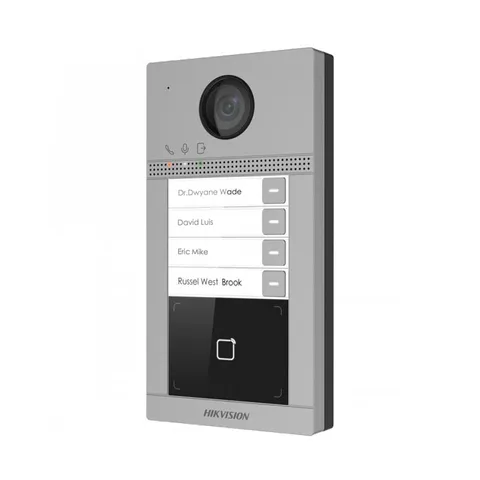 Nút bấm IP 4 cổng Hikvision DS-KV8413-WME1(B) - Thiết bị chuông cửa thông minh, vỏ nhôm sang trọng, kết nối wifi cho villa
