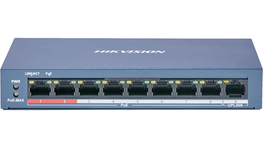 Switch mạng 8 cổng PoE Hikvision DS-3E0109P-E/M(B) - Thiết bị mạng chính hãng, truyền dẫn ổn định và bền đẹp, khoảng cách tối đa 300m