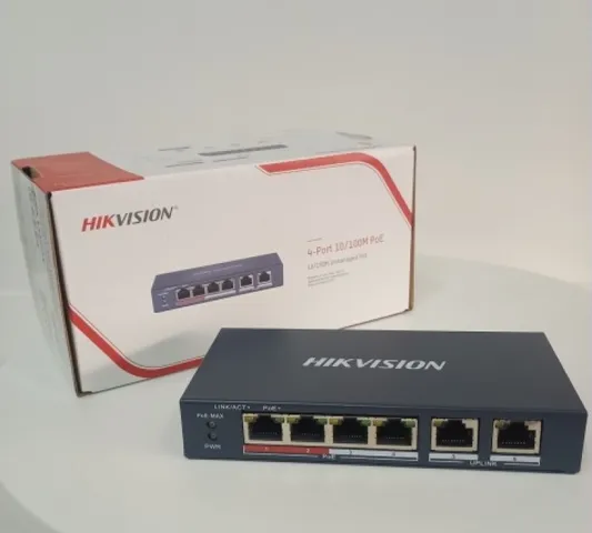 Switch mạng 4 cổng PoE Hikvision DS-3E0106P-E/M - Thiết bị mạng chất lượng cao, công suất 35W, khoảng cách truyền dẫn tối đa 300m