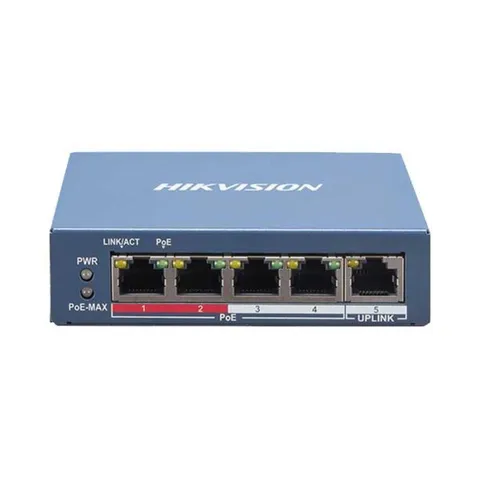 Switch POE 4 Cổng HIKVISION DS-3E1105P-EI - Thiết Bị Quản Lý Video, Hỗ Trợ PoE 60W, Truyền Dẫn 300m, Vỏ Kim Loại Chắc Chắn