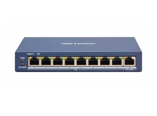Switch Poe 8 cổng Hikvision DS-3E1309P-EI - Thiết Bị Mạng Kim Loại Hỗ Trợ Quản Lý Từ Xa, Công Suất 110W, Khoảng Cách Truyền 300m