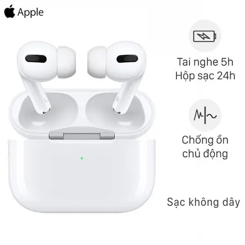 Tai Nghe Apple AirPods Pro Chính Hãng - Không Dây, Khử Tiếng Ồn, Thời Gian Sử Dụng 24 Giờ, Kết Nối Bluetooth 5.0, Tiện Lợi Cho Các Thiết Bị Apple