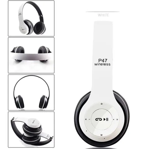 Tai Nghe Chụp Tai Bluetooth P47 - Âm Thanh Sống Động, Bass Mạnh, Kết Nối Không Dây Tiện Lợi cho Smartphone và Laptop