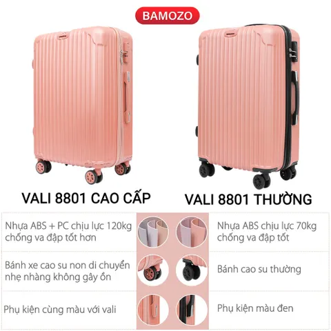 Vali kéo du lịch Bamozo 8801 bền chắc, nhựa ABS nhẹ, chống trầy xước - Lựa chọn hoàn hảo cho chuyến du lịch tiện lợi