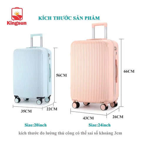 Vali Kéo Du Lịch T01 Kingsun Chống Xước - Nhiều Màu Sắc, Kích Thước Đa Dạng, Bảo Mật Khóa 3 Số, Đồ Du Lịch Đẳng Cấp