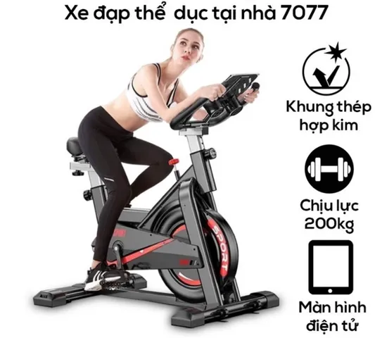 Xe Đạp Tập Thể Dục Senmax 7077 - Khung Thép Bền Bỉ, Điều Chỉnh Cao Thấp, Màn Hình Điện Tử Theo Dõi Thông Số Tập Luyện Ở Nhà