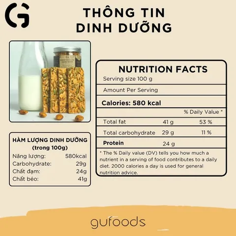 Bánh Ngũ Cốc Hạnh Nhân GUfoods 250g - Snack Bổ Dưỡng Chất Xơ Cao, Không Đường, Nguyên Liệu Thiên Nhiên, Ăn Kiêng An Toàn