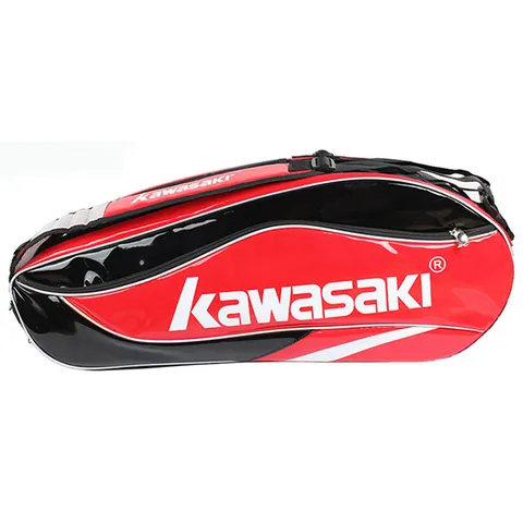Bao đựng vợt cầu lông Kawasaki 8968 - Chất liệu cao cấp, đa năng, 3 ngăn, chống nước, giữ vợt và giày thể thao, màu đỏ/xanh