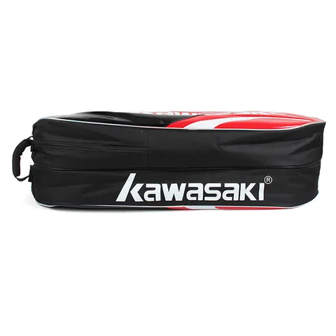 Bao đựng vợt cầu lông Kawasaki 8968 - Chất liệu cao cấp, đa năng, 3 ngăn, chống nước, giữ vợt và giày thể thao, màu đỏ/xanh