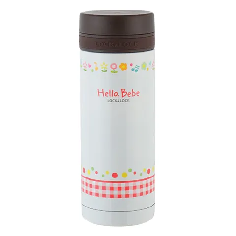 Bình Giữ Nhiệt Lock&Lock Hello Bebe Check Ribbon HBB316 - 350ml Thép Không Gỉ, Họa Tiết Ngộ Nghĩnh, Tiện Lợi Cho Học Sinh Và Dã Ngoại