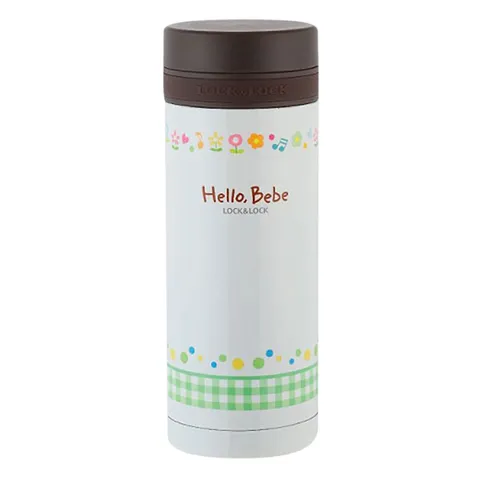 Bình Giữ Nhiệt Lock&Lock Hello Bebe Check Ribbon HBB316 - 350ml Thép Không Gỉ, Họa Tiết Ngộ Nghĩnh, Tiện Lợi Cho Học Sinh Và Dã Ngoại