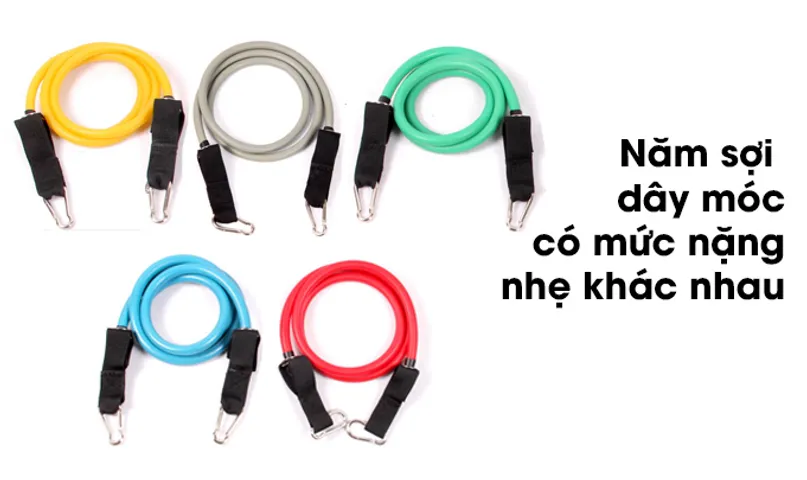 Bộ 5 Dây Đàn Hồi Tập Thể Lực Kylin - Cao Su Thiên Nhiên 2 Lớp, Sức Kéo 150Lbs, Tập Gym Tại Nhà, Fitness Cho Nam Nữ