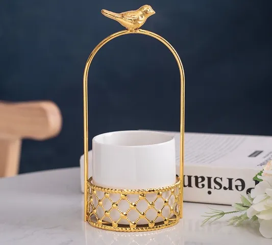Bộ Lẵng Đựng Muỗng Nĩa Phong Cách Bắc Âu Gốm Sứ và Kim Loại - Trang Trí Bàn Ăn Độc Đáo, Quà Tặng Sang Trọng