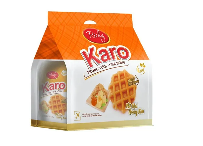 Combo 4 Bịch Bánh Karo Trứng Tươi Chà Bông Phô Mai Hoàng Kim - Bánh Ngon Nhẹ, Dinh Dưỡng, Tiện Lợi Mang Theo