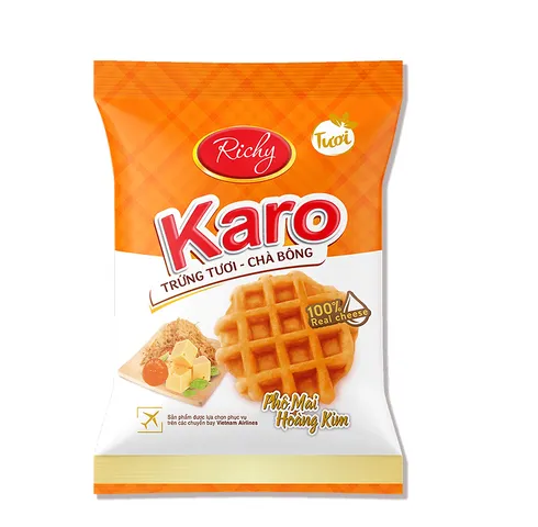 Combo 4 Bịch Bánh Karo Trứng Tươi Chà Bông Phô Mai Hoàng Kim - Bánh Ngon Nhẹ, Dinh Dưỡng, Tiện Lợi Mang Theo