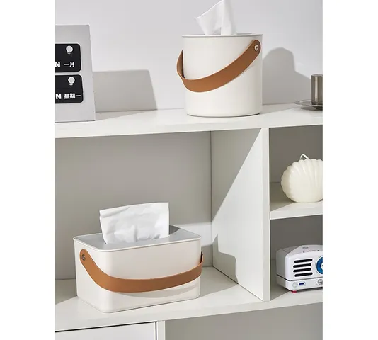 Hộp Nhựa Đựng Giấy Quai Da Cao Cấp - Tiện Lợi, Chống Bám Bẩn, Thiết Kế Đơn Giản Phù Hợp Mọi Không Gian Nội Thất
