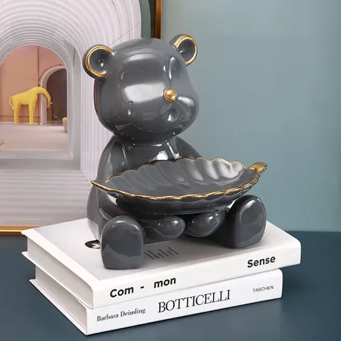 Khay Đựng Đồ Hình Gấu Sứ BearBrick - Đồ Trang Trí Nhà Cửa Dễ Thương, Gốm Sứ Cao Cấp, Xu Hướng Hoàng Gia Bắc Âu
