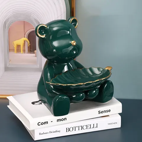 Khay Đựng Đồ Hình Gấu Sứ BearBrick - Đồ Trang Trí Nhà Cửa Dễ Thương, Gốm Sứ Cao Cấp, Xu Hướng Hoàng Gia Bắc Âu