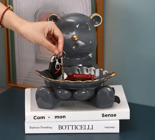 Khay Đựng Đồ Hình Gấu Sứ BearBrick - Đồ Trang Trí Nhà Cửa Dễ Thương, Gốm Sứ Cao Cấp, Xu Hướng Hoàng Gia Bắc Âu