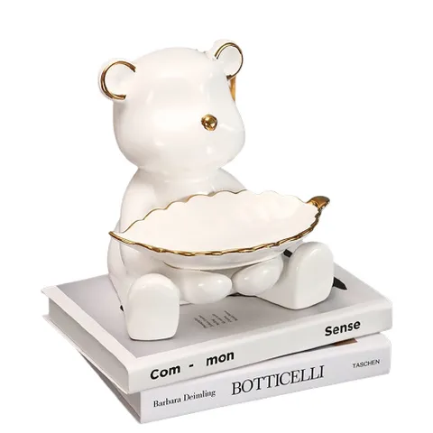 Khay Đựng Đồ Hình Gấu Sứ BearBrick - Đồ Trang Trí Nhà Cửa Dễ Thương, Gốm Sứ Cao Cấp, Xu Hướng Hoàng Gia Bắc Âu