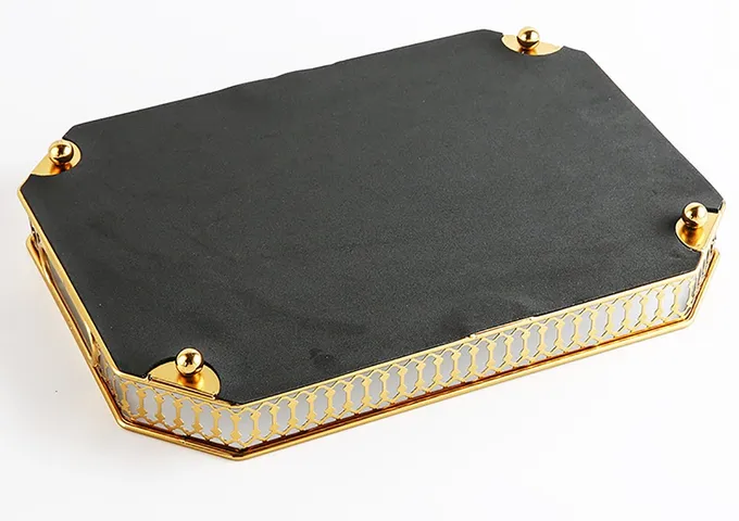 Khay Gương Thủy Tinh Decor Sang Trọng - Khung Vàng Cao Cấp, Thiết Kế Hiện Đại, Đựng Cốc, Mỹ Phẩm, Trang Trí Nội Thất
