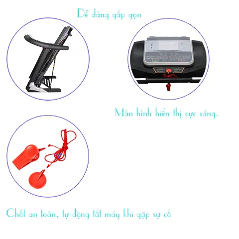 Máy Chạy Bộ Điện TiTan YJ - 114 DC 3.0HP, Gập Gọn, Chống Trượt, 12 Chương Trình Tập, Tải Trọng Tối Đa 140kg, Thích Hợp Tại Nhà