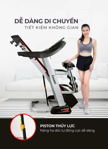 Máy Chạy Bộ Điện Zasami KZ-C202 Đa Năng Gập Gọn - Chạy Tại Nhà, Tập Luyện Hiệu Quả, Vận Tốc Tối Đa 20km/h, Nâng Dốc Tự Động 15%