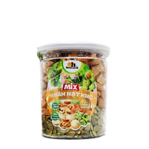 Hạt dinh dưỡng Mix nhân hạt khô Smile Nuts - Tách vỏ, giàu dinh dưỡng từ hạt bí xanh, óc chó và hạnh nhân, 255g/500g