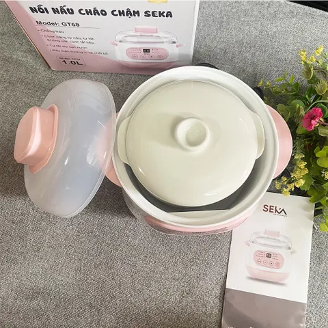 Nồi Nấu Cháo Chậm Seka GT68 - Chưng Yến Cách Thủy Tiện Lợi, Dung Tích 1L, Thiết Kế Sang Trọng, Công Suất 200W, Bảo Hành 12 Tháng