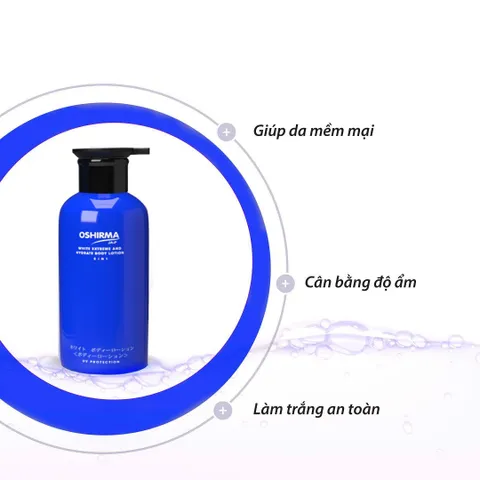 Sữa Dưỡng Thể Trắng Da Cao Cấp Oshirma 6in1 - Dưỡng ẩm, Làm Trắng Da Tự Nhiên, Hương Thơm Quyến Rũ 450ml